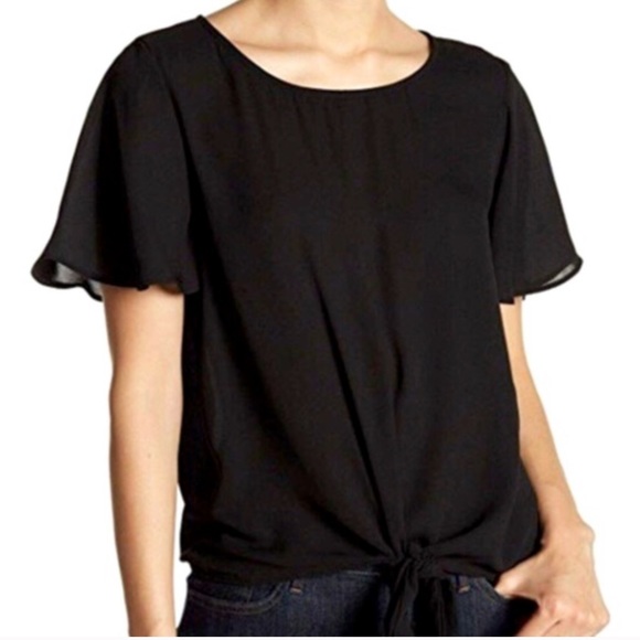 Socialite Tops - Socialite Sheer Tie Waist Short Sleeve Blouse
